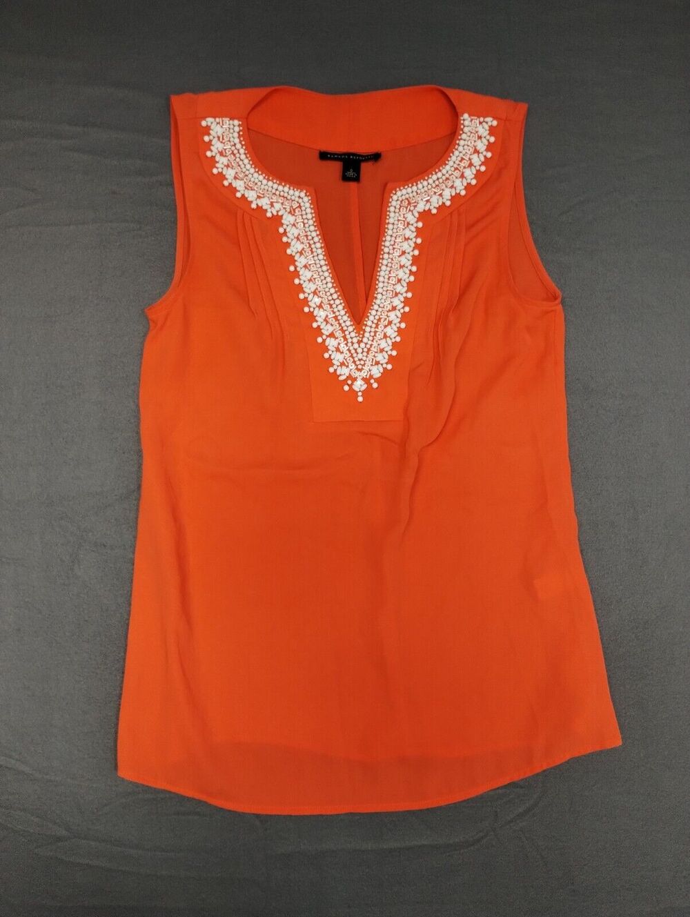 Banana Republic Beaded Top Lightweight Sleeveless Solid Orange Womens Size 0